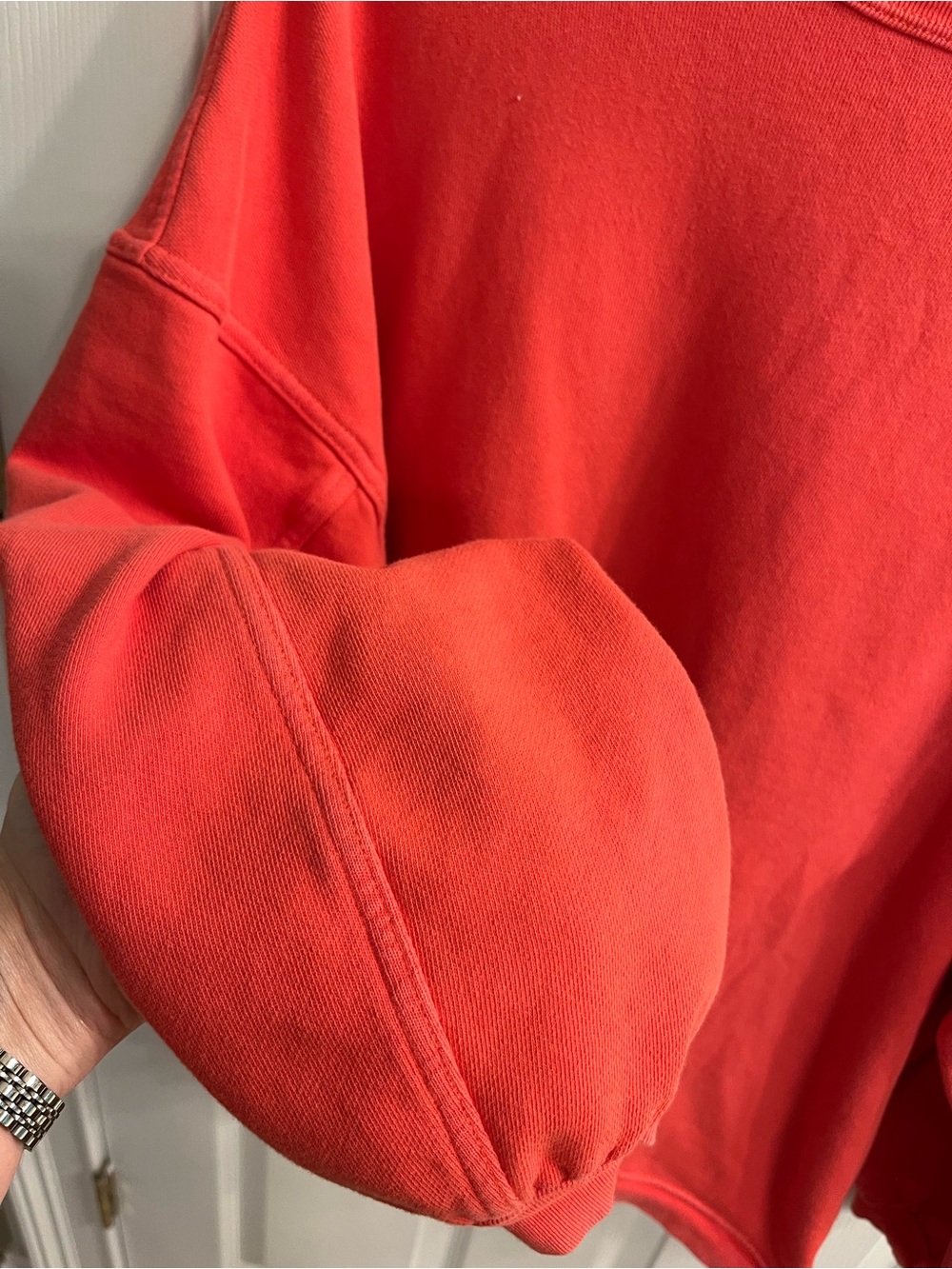 Women's Coral-Red Crewneck Sweatshirt - Relaxed Fit - Picture 4 of 8